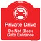 Signmission Private Drive Do Not Block Gate Entrance W/ No Car Heavy-Gauge Aluminum Sign, 18" H, RW-1818-9783 A-DES-RW-1818-9783 - alternate 1